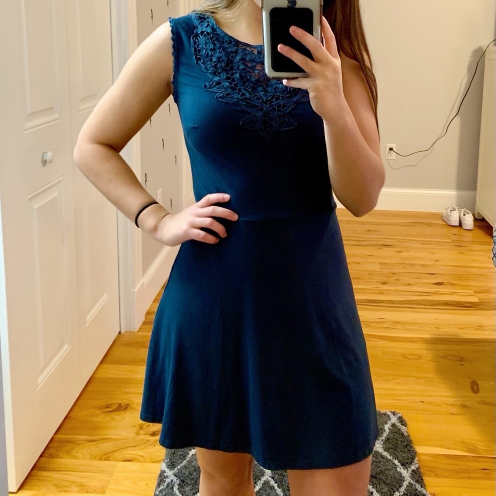 Navy Blue Suede Dress
